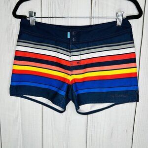 THE NORTH FACE Womens 4" Board Shorts Sz 2 Swimsuit Striped Multicolor Polyester